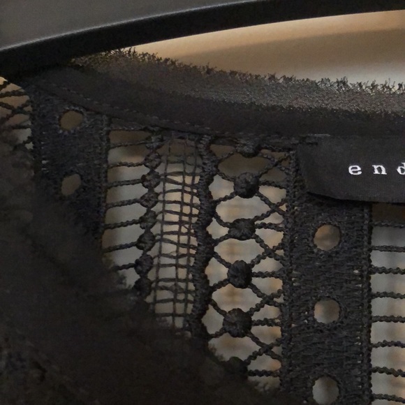 Endless Rose Black Sheer Knit Long Sleeve Top with Ruffle Size Small - Picture 9 of 9